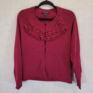 Banana Republic Front Cardigan Womens Medium Red Extra Fine Merino Wool Clasp